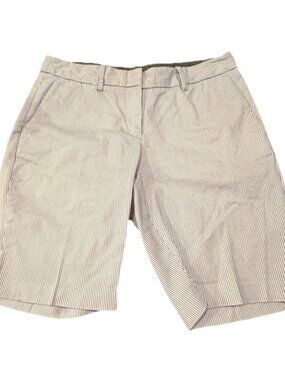 Nautica bright white Blue Stripes Bermuda shorts womens sz 6 Classic Nautical